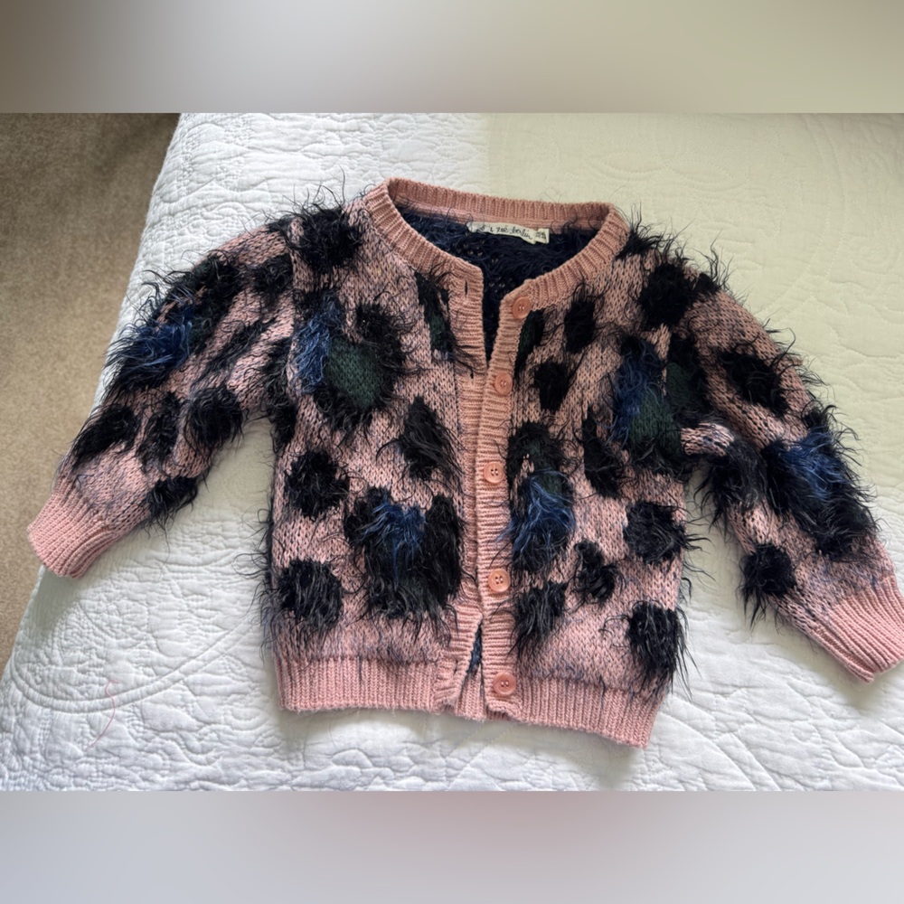 Betts Pink and Black Fuzzy Sweater